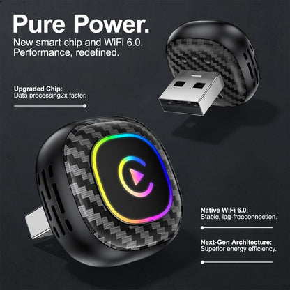 2026 Wireless CarPlay Adapter Dynamic Flowing Ambient Lighting