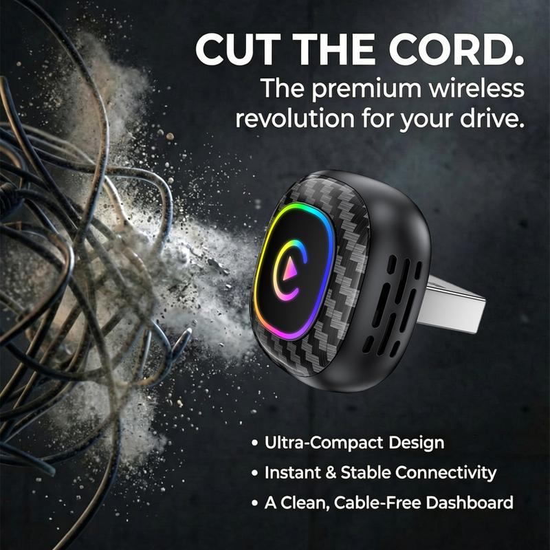2026 Wireless CarPlay Adapter Dynamic Flowing Ambient Lighting